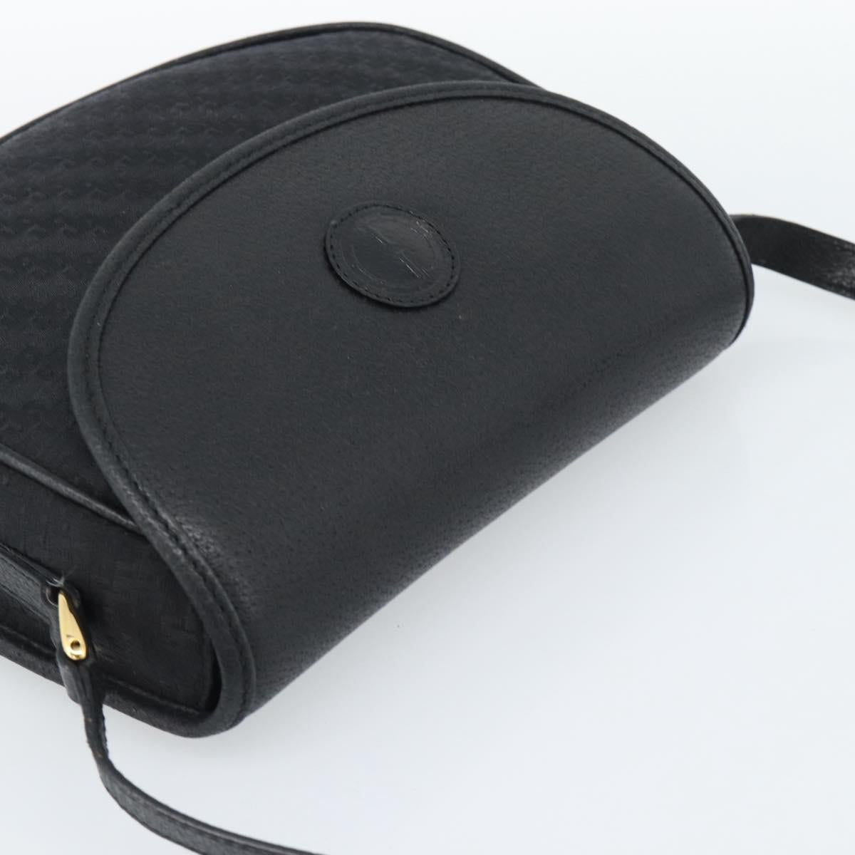 GUCCI Shoulder Bag Canvas Leather Black Gold 007 14 0074 Auth ka4851