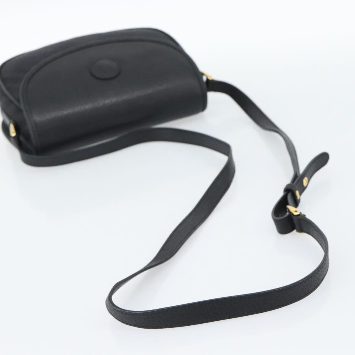 GUCCI Shoulder Bag Canvas Leather Black Gold 007 14 0074 Auth ka4851