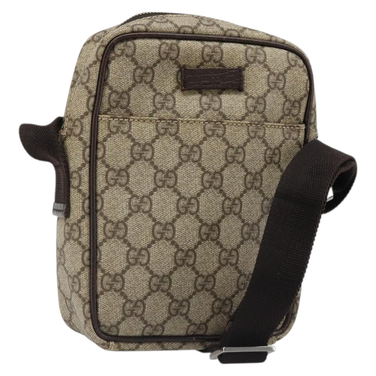 GUCCI GG Supreme Shoulder Bag PVC Beige Silver 12275 Auth ka4852