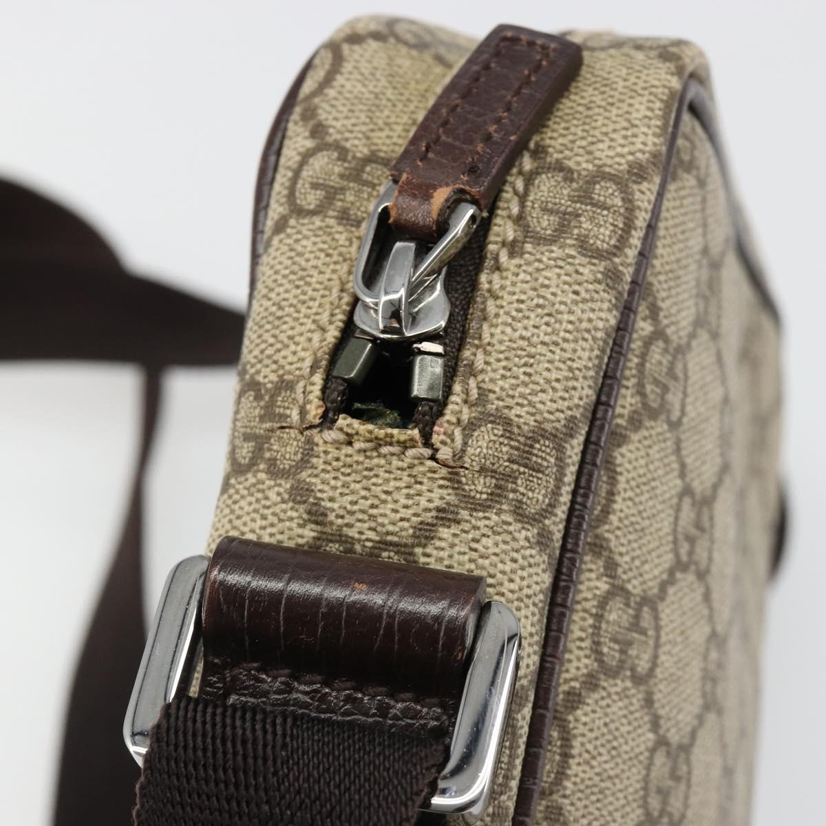 GUCCI GG Supreme Shoulder Bag PVC Beige Silver 12275 Auth ka4852