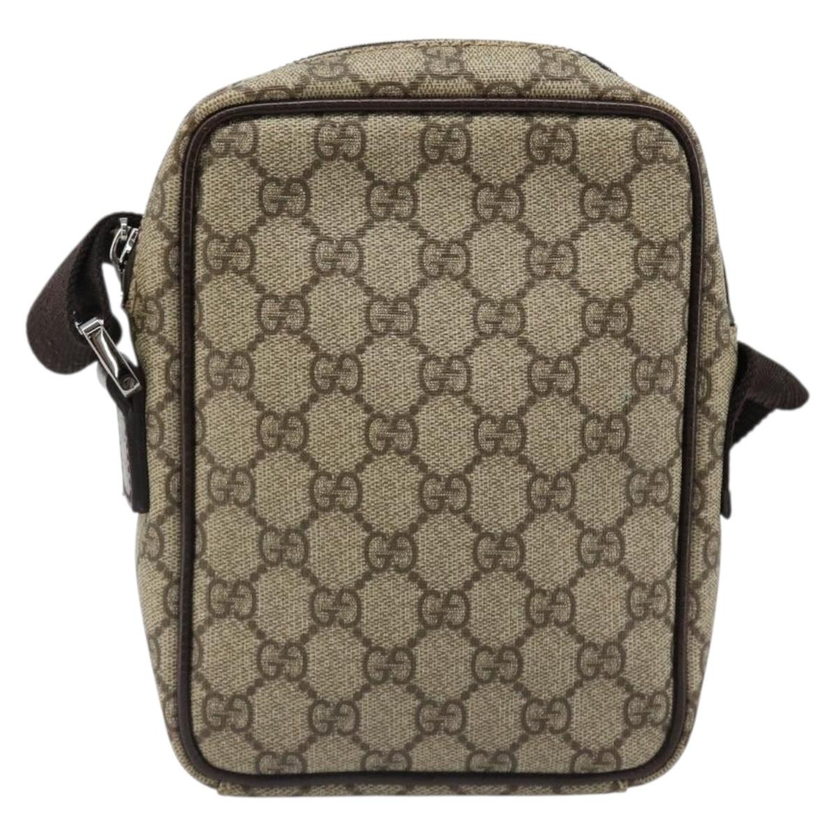 GUCCI GG Supreme Shoulder Bag PVC Beige Silver 12275 Auth ka4852