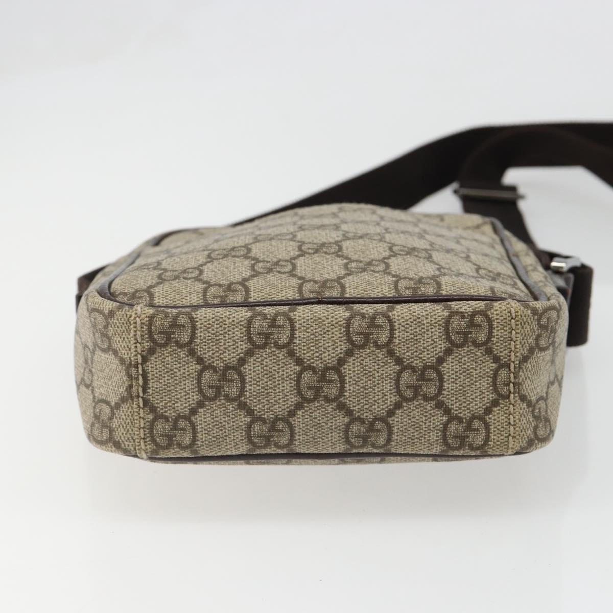 GUCCI GG Supreme Shoulder Bag PVC Beige Silver 12275 Auth ka4852