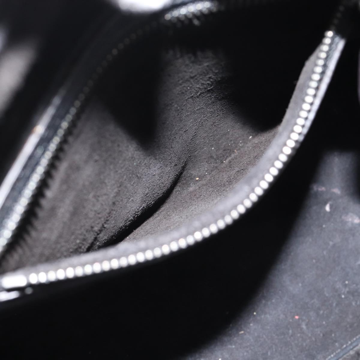 CELINE Luggage Micro Shopper Hand Bag Leather Black Silver Auth ka4855SAM