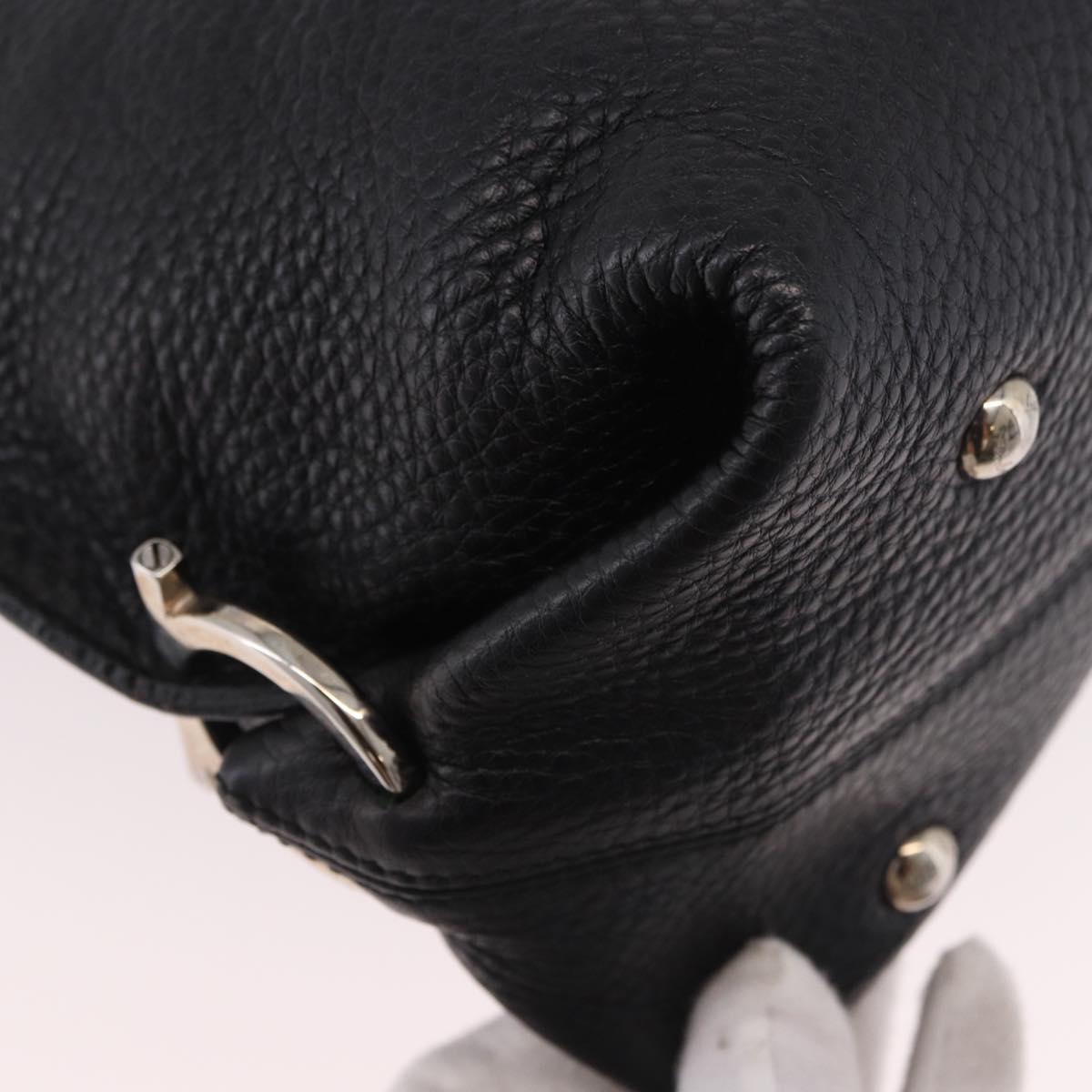 Salvatore Ferragamo Gancini Hand Bag Leather 2way Black Silver Auth ka4860A