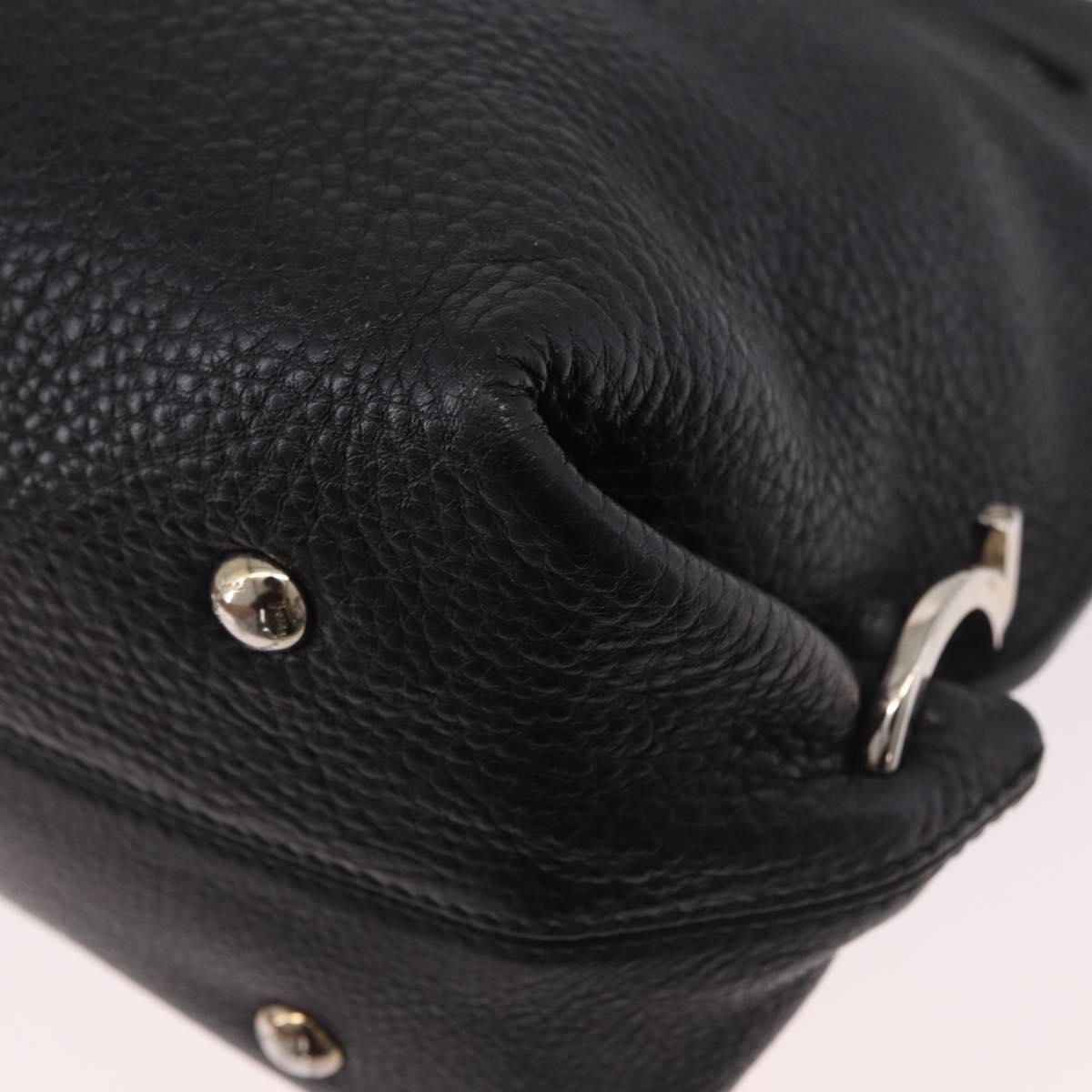 Salvatore Ferragamo Gancini Hand Bag Leather 2way Black Silver Auth ka4860A