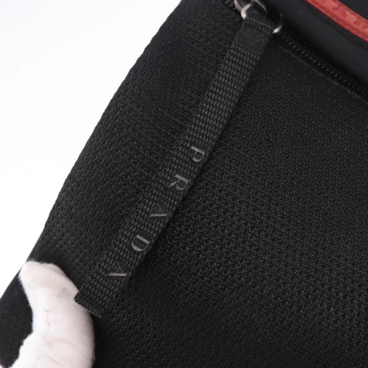 PRADA Sports Line Shoulder Bag Cotton Black Silver Auth ka4861