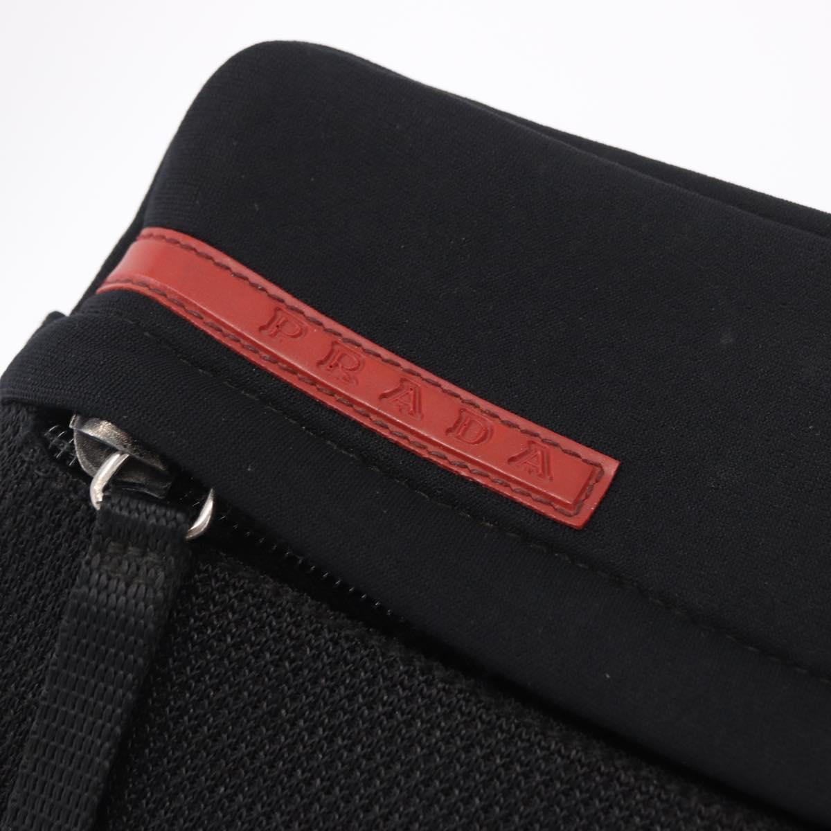 PRADA Sports Line Shoulder Bag Cotton Black Silver Auth ka4861
