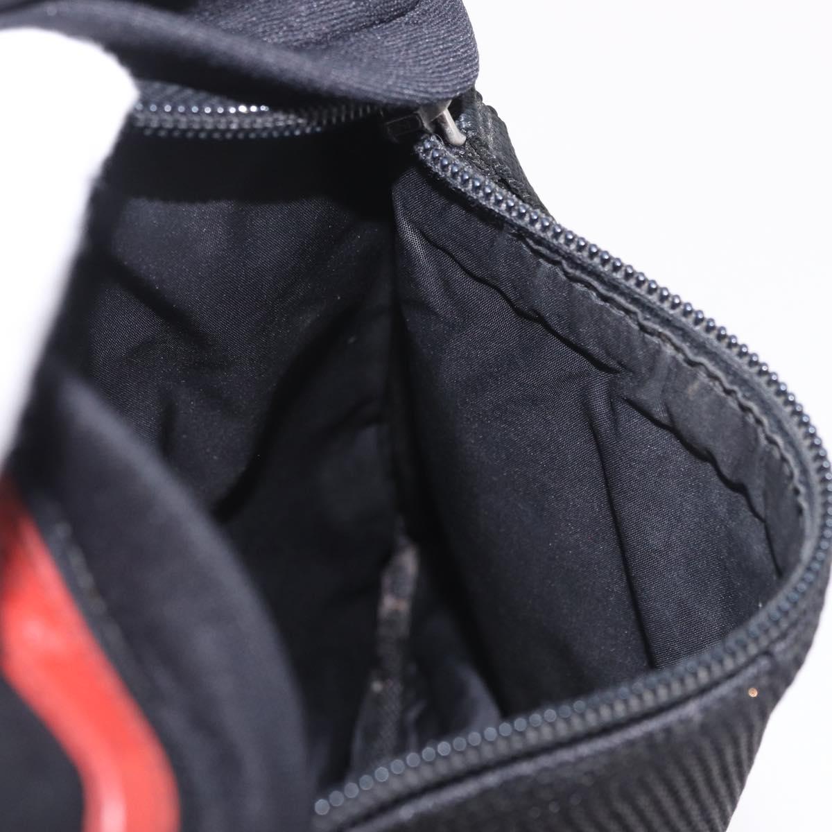 PRADA Sports Line Shoulder Bag Cotton Black Silver Auth ka4861