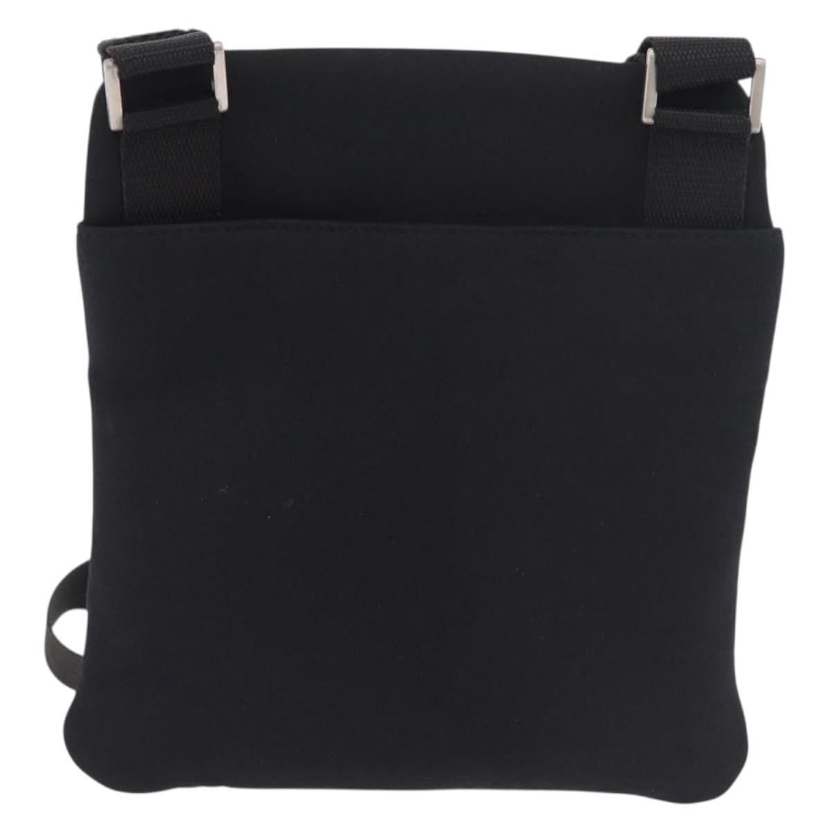 PRADA Sports Line Shoulder Bag Cotton Black Silver Auth ka4861