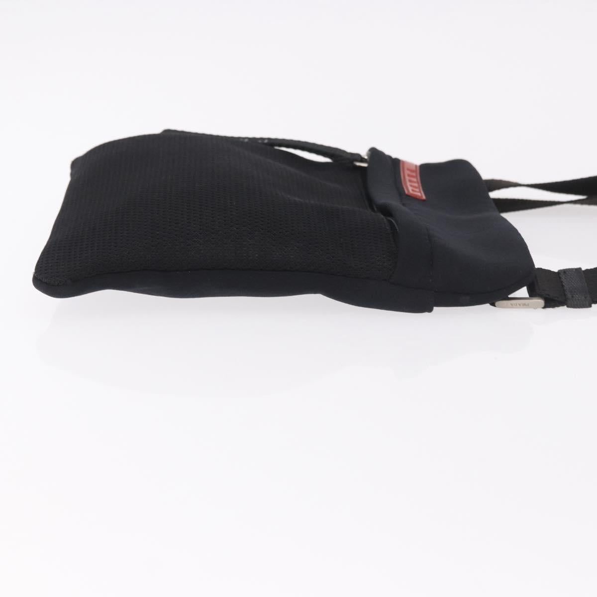 PRADA Sports Line Shoulder Bag Cotton Black Silver Auth ka4861