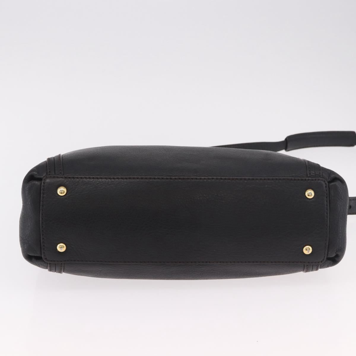 MCM Hand Bag Leather 2way Black Gold Auth ka4862