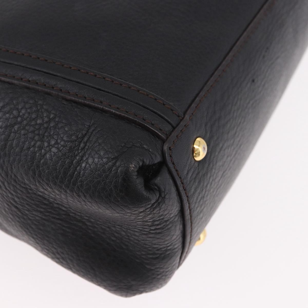 MCM Hand Bag Leather 2way Black Gold Auth ka4862