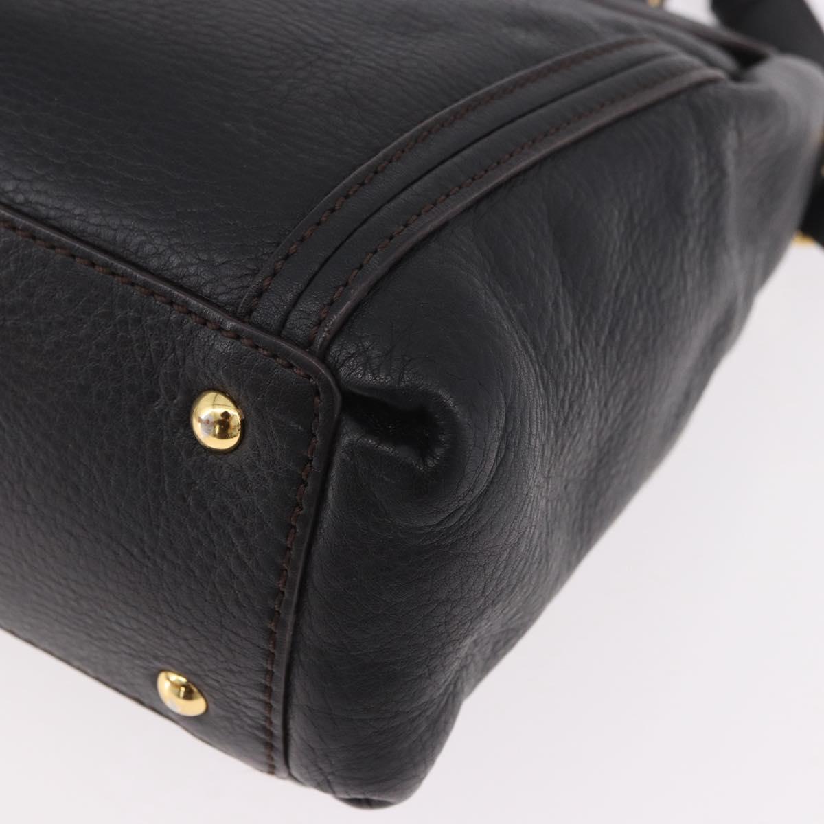 MCM Hand Bag Leather 2way Black Gold Auth ka4862
