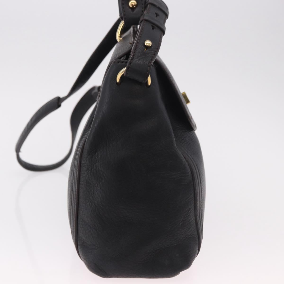 MCM Hand Bag Leather 2way Black Gold Auth ka4862