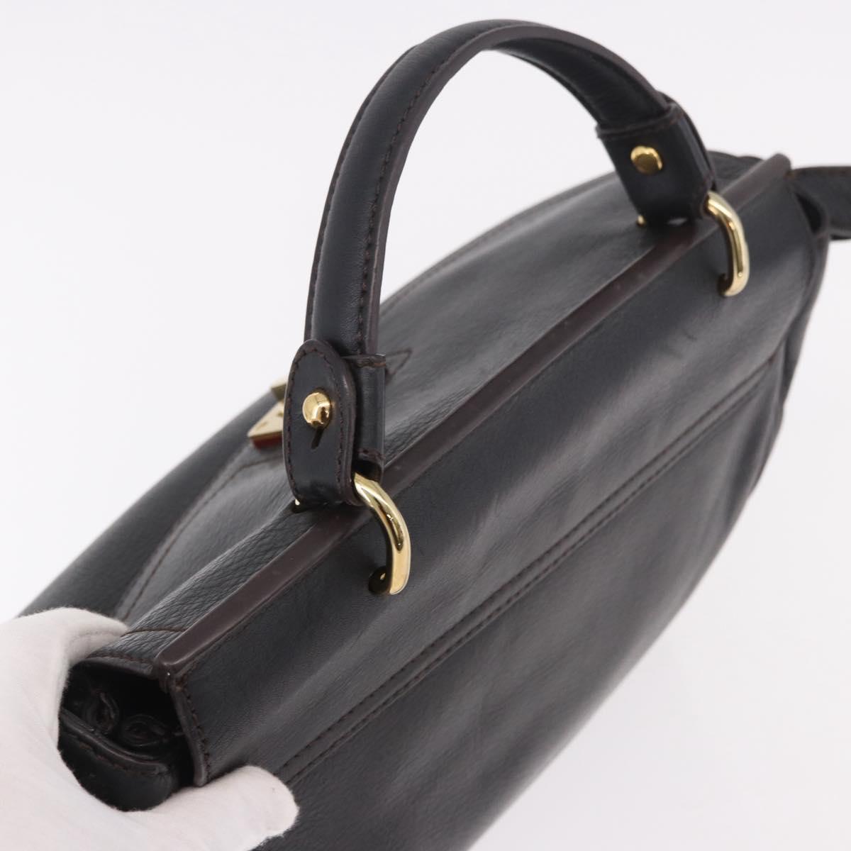 MCM Hand Bag Leather 2way Black Gold Auth ka4862