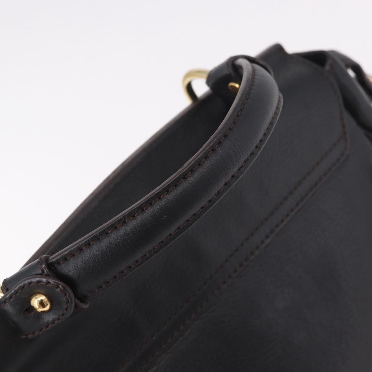 MCM Hand Bag Leather 2way Black Gold Auth ka4862