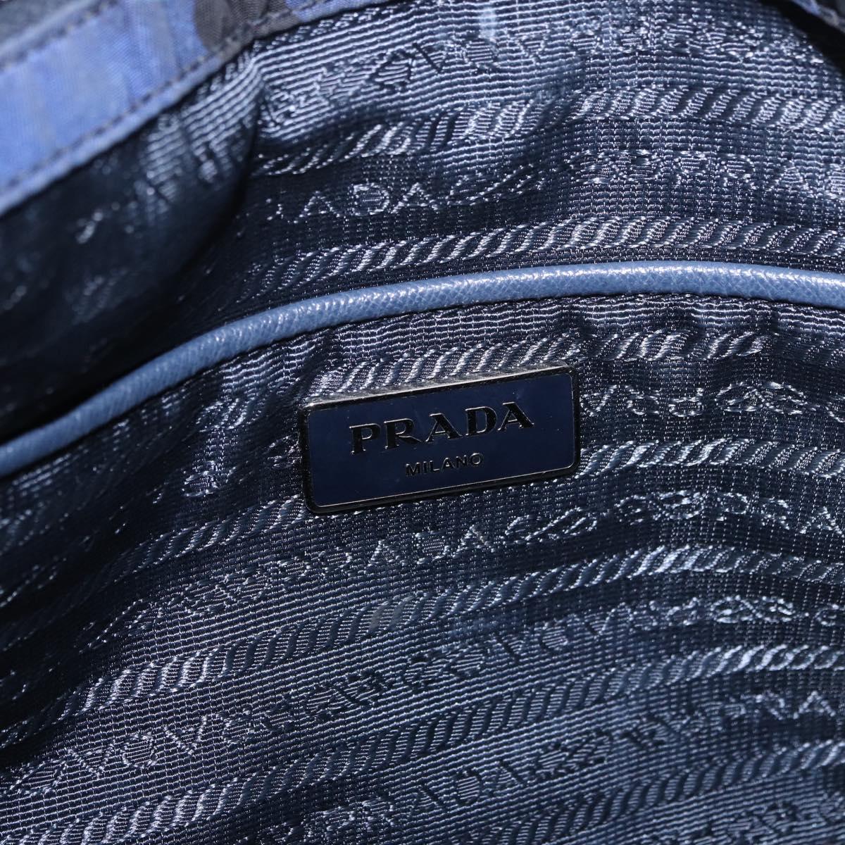 PRADA Tote Bag Nylon Blue Silver Auth ka4864