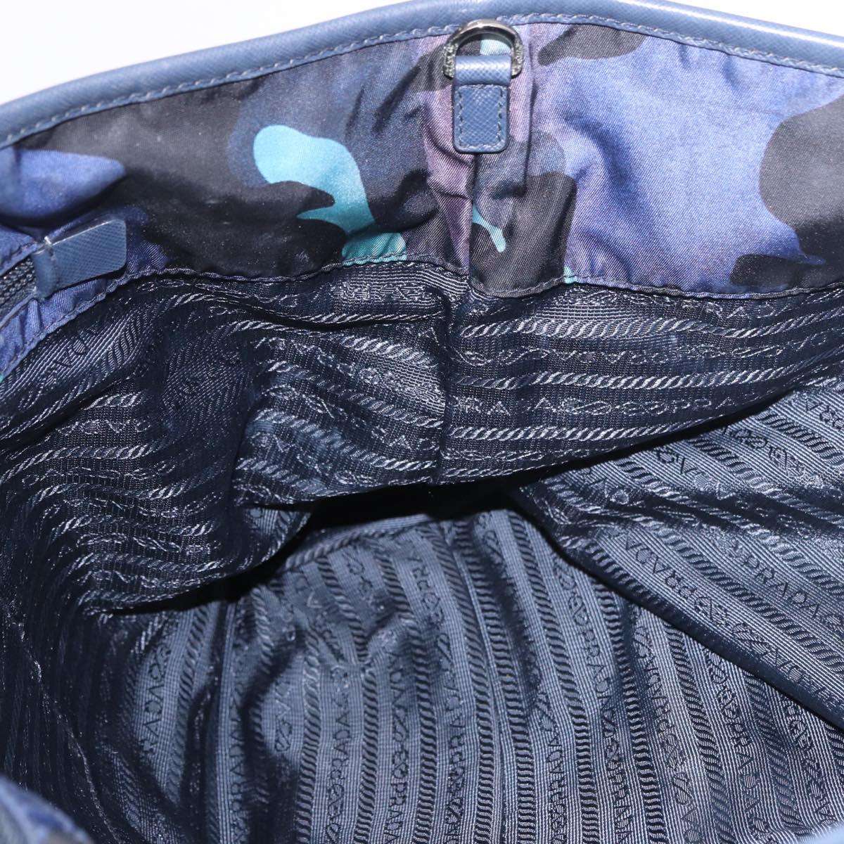 PRADA Tote Bag Nylon Blue Silver Auth ka4864