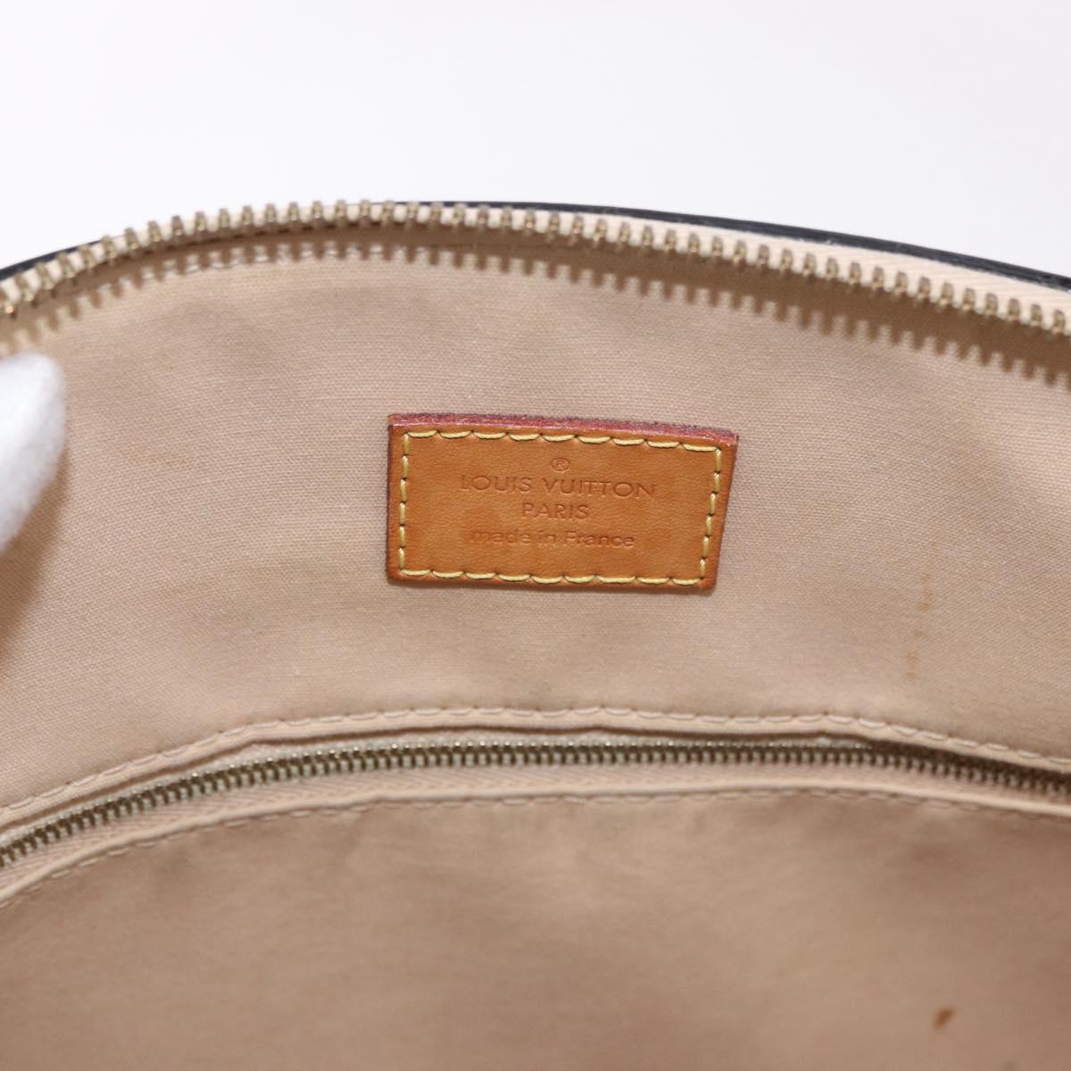 LOUIS VUITTON Monogram Vernis Lockit PM Tote Bag Beige Black M90251 Auth ka4865