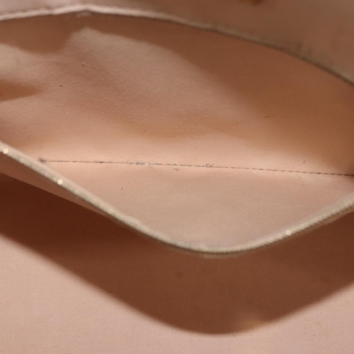 LOUIS VUITTON Monogram Vernis Lockit PM Tote Bag Beige Black M90251 Auth ka4865