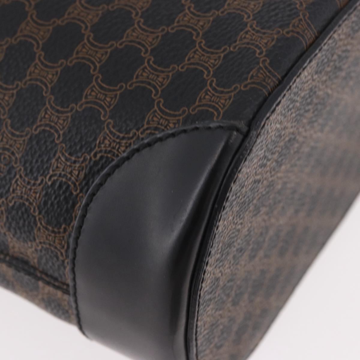 CELINE Macadam Canvas Tote Bag PVC Leather Black Gold Auth ka4867A