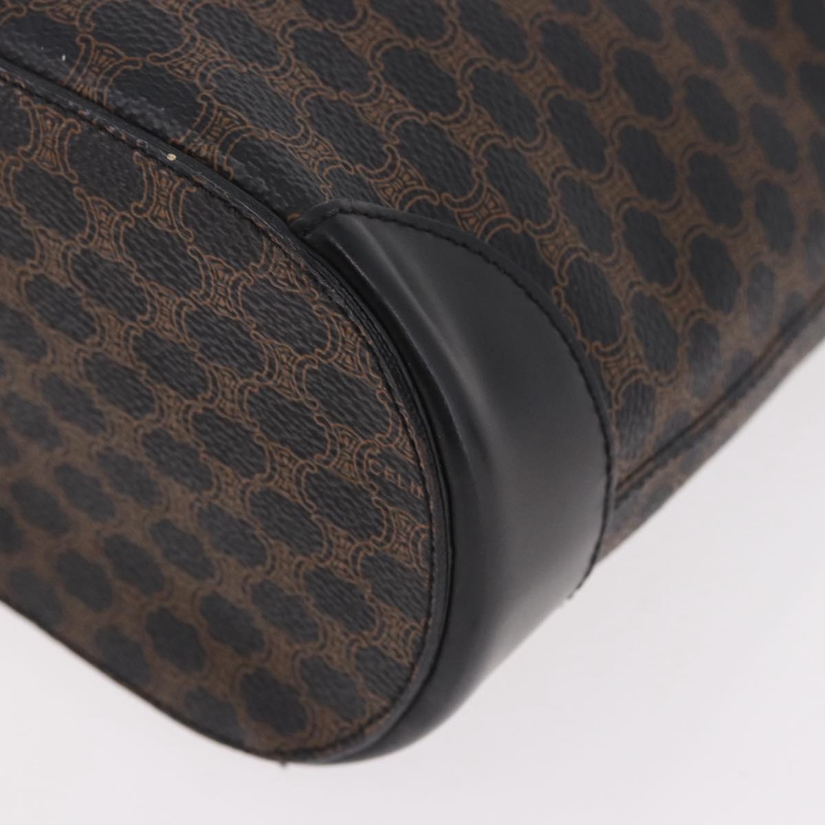 CELINE Macadam Canvas Tote Bag PVC Leather Black Gold Auth ka4867A