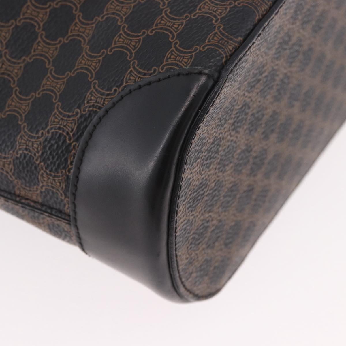 CELINE Macadam Canvas Tote Bag PVC Leather Black Gold Auth ka4867A