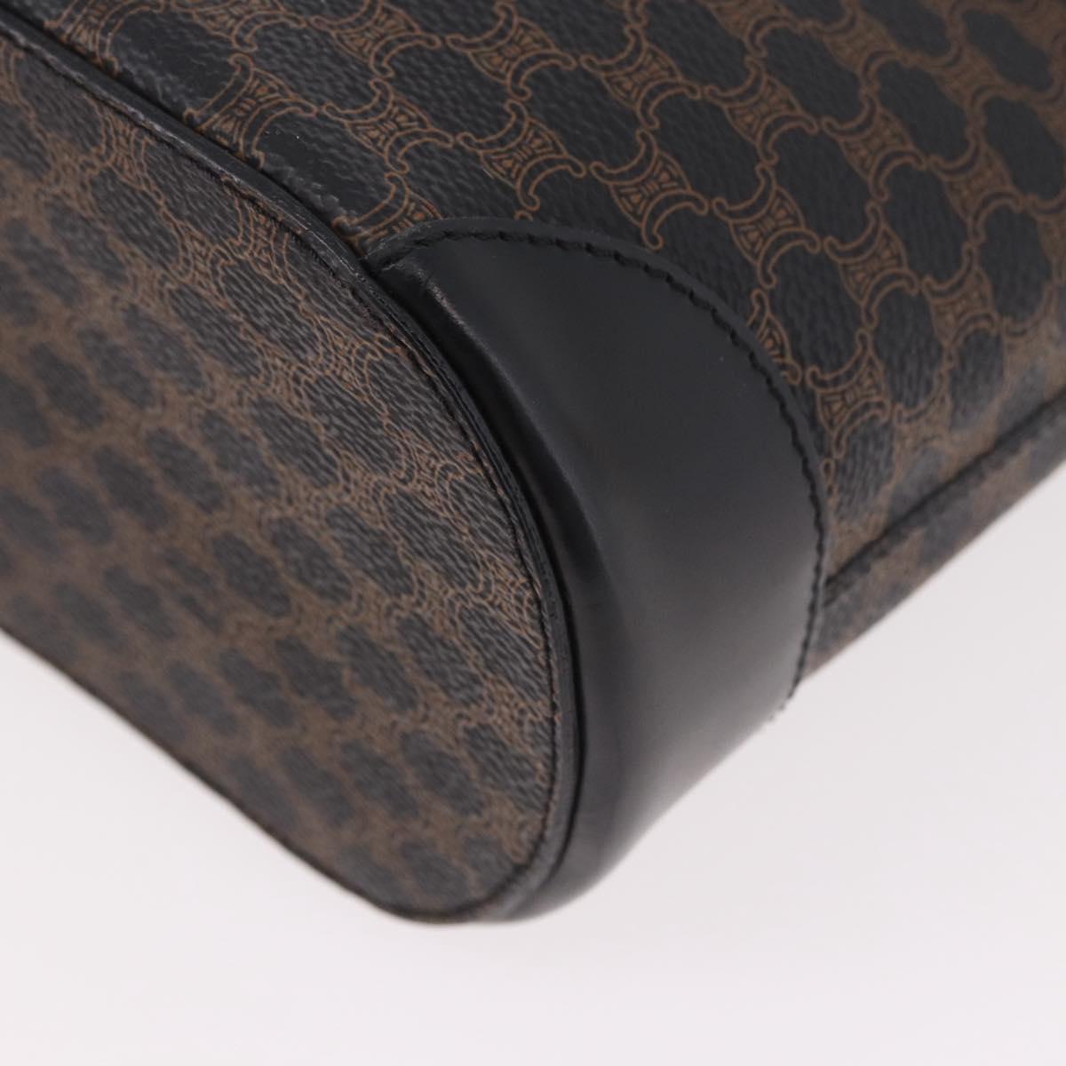 CELINE Macadam Canvas Tote Bag PVC Leather Black Gold Auth ka4867A