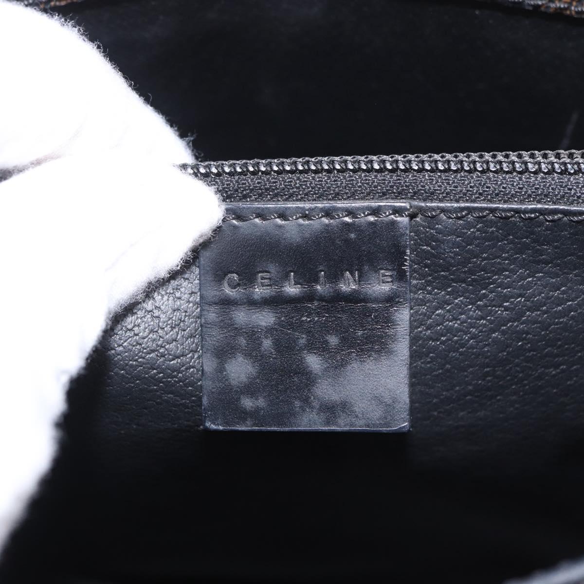 CELINE Macadam Canvas Tote Bag PVC Leather Black Gold Auth ka4867A