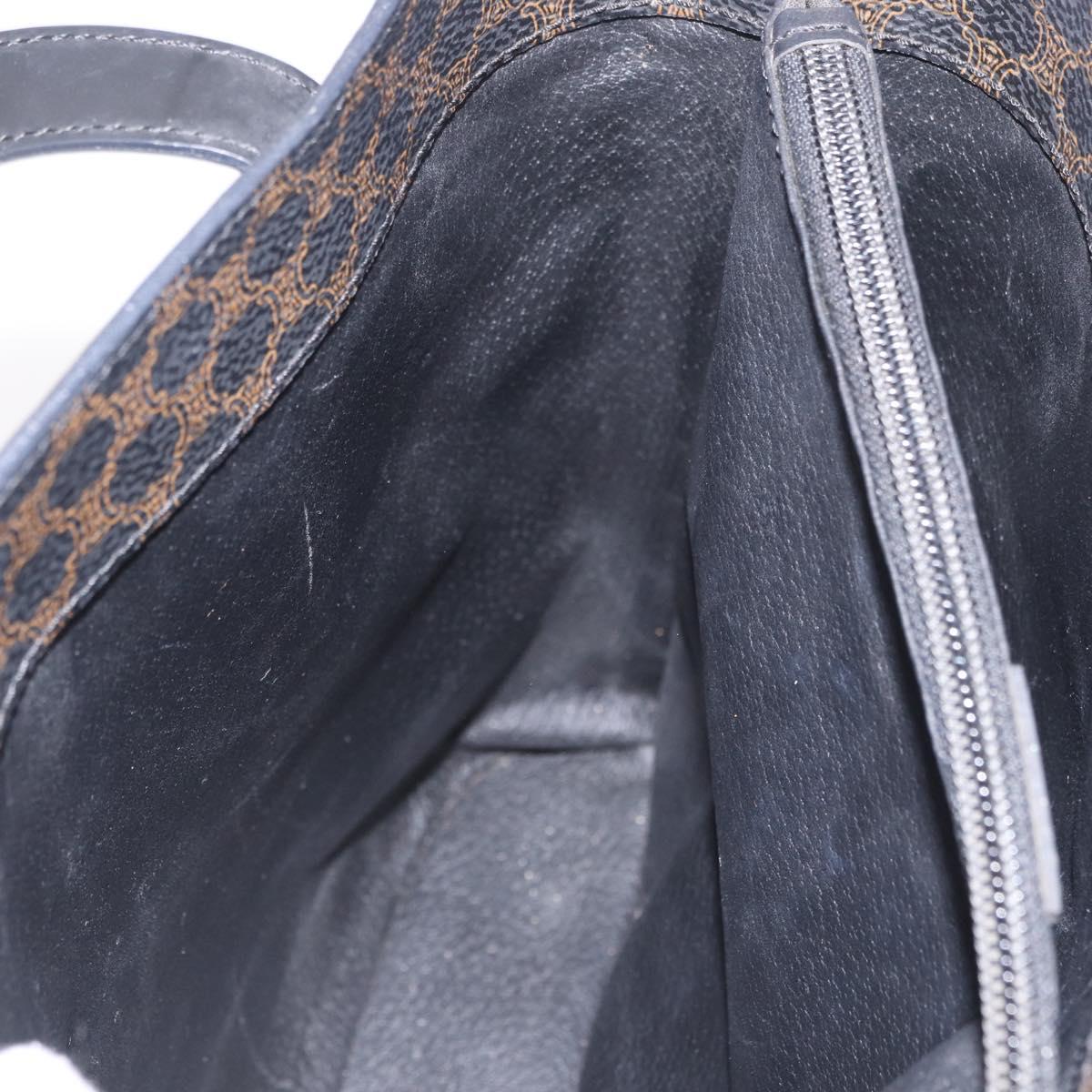 CELINE Macadam Canvas Tote Bag PVC Leather Black Gold Auth ka4867A