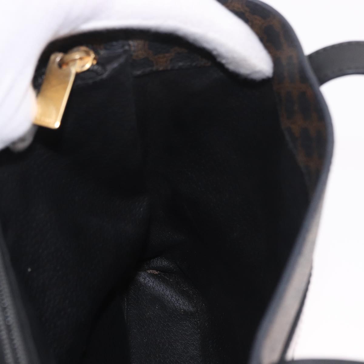 CELINE Macadam Canvas Tote Bag PVC Leather Black Gold Auth ka4867A