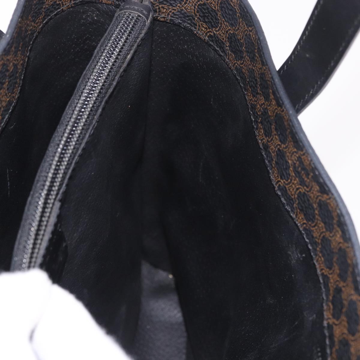 CELINE Macadam Canvas Tote Bag PVC Leather Black Gold Auth ka4867A