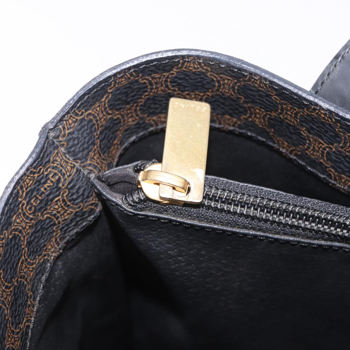 CELINE Macadam Canvas Tote Bag PVC Leather Black Gold Auth ka4867A