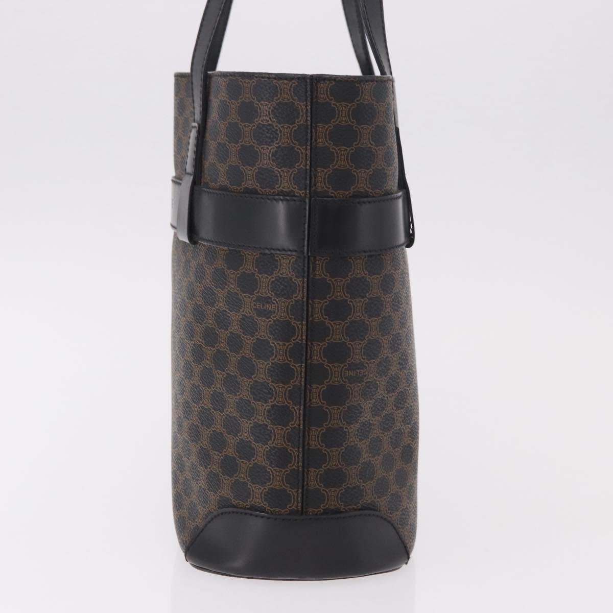 CELINE Macadam Canvas Tote Bag PVC Leather Black Gold Auth ka4867A