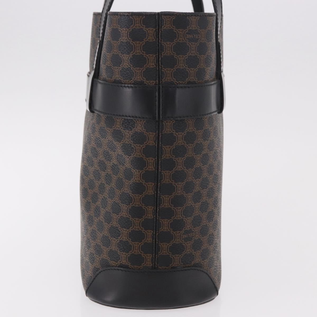 CELINE Macadam Canvas Tote Bag PVC Leather Black Gold Auth ka4867A