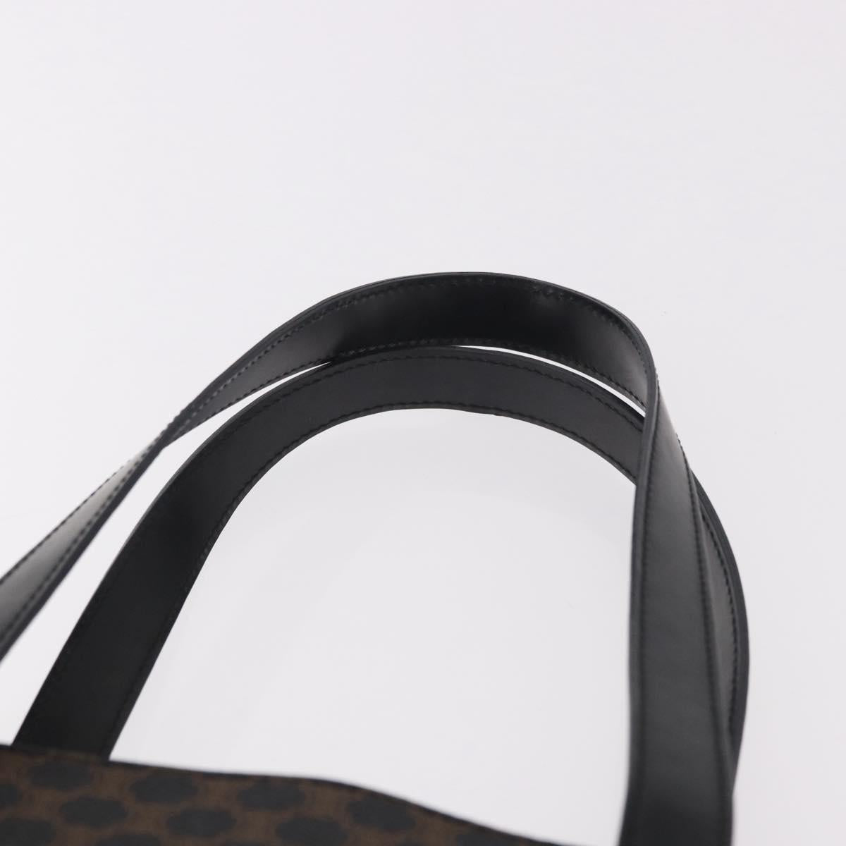 CELINE Macadam Canvas Tote Bag PVC Leather Black Gold Auth ka4867A