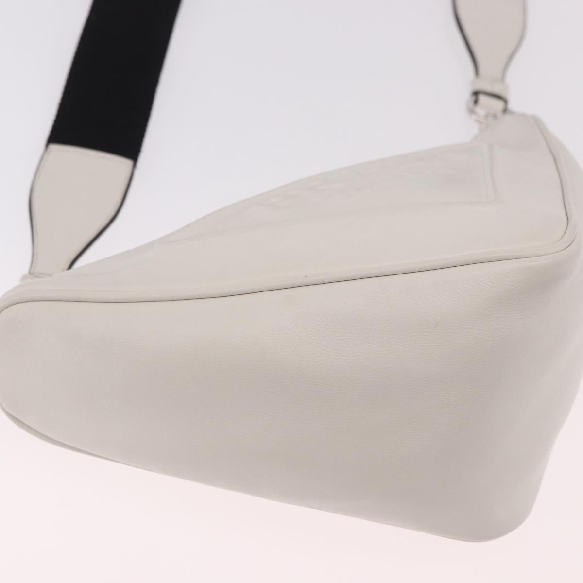 PRADA Shoulder Bag Leather White Silver Auth ka4868V