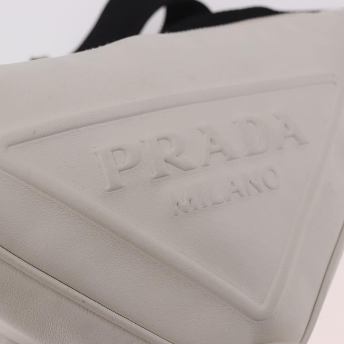PRADA Shoulder Bag Leather White Silver Auth ka4868V
