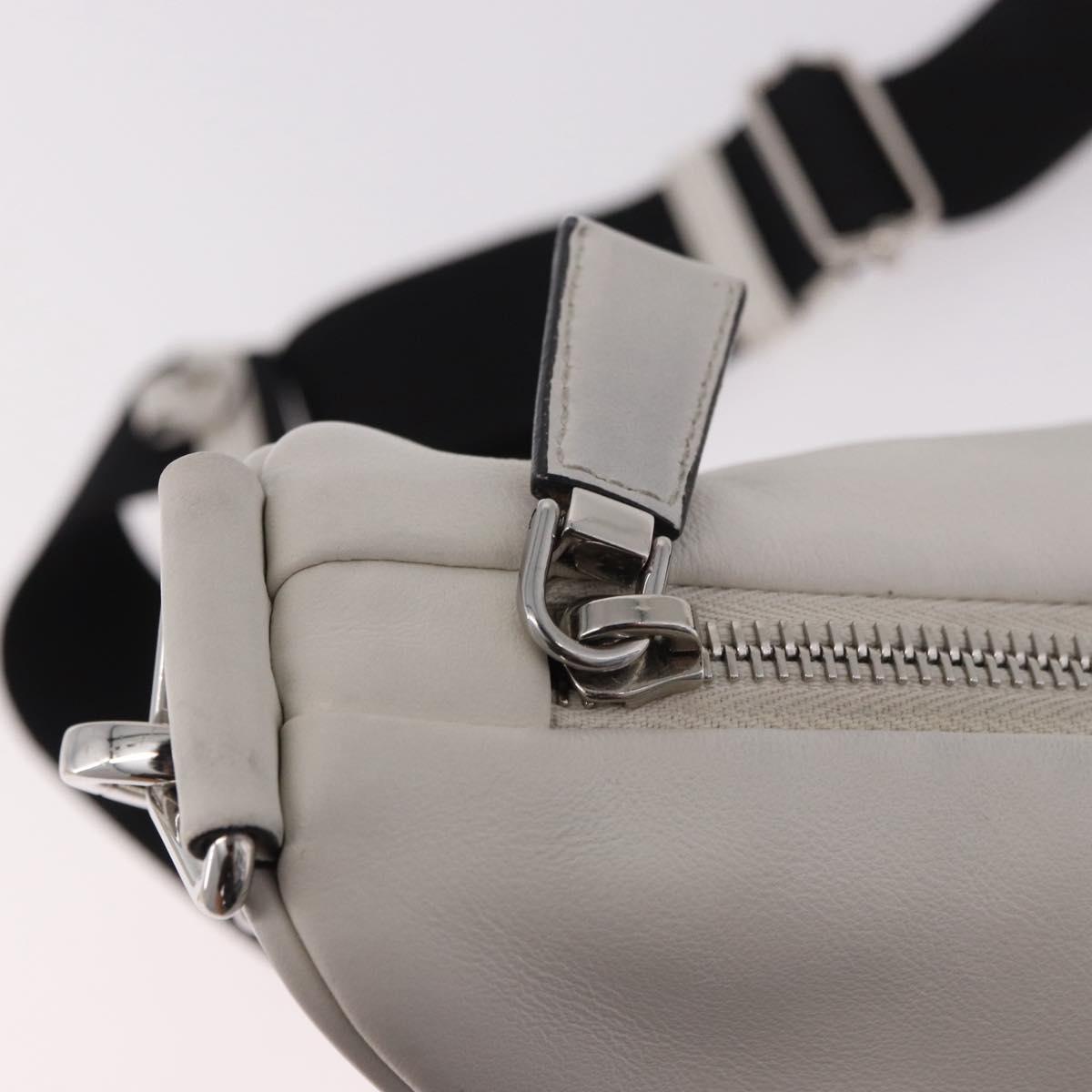 PRADA Shoulder Bag Leather White Silver Auth ka4868V