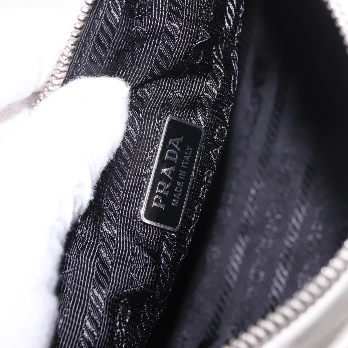 PRADA Shoulder Bag Leather White Silver Auth ka4868V