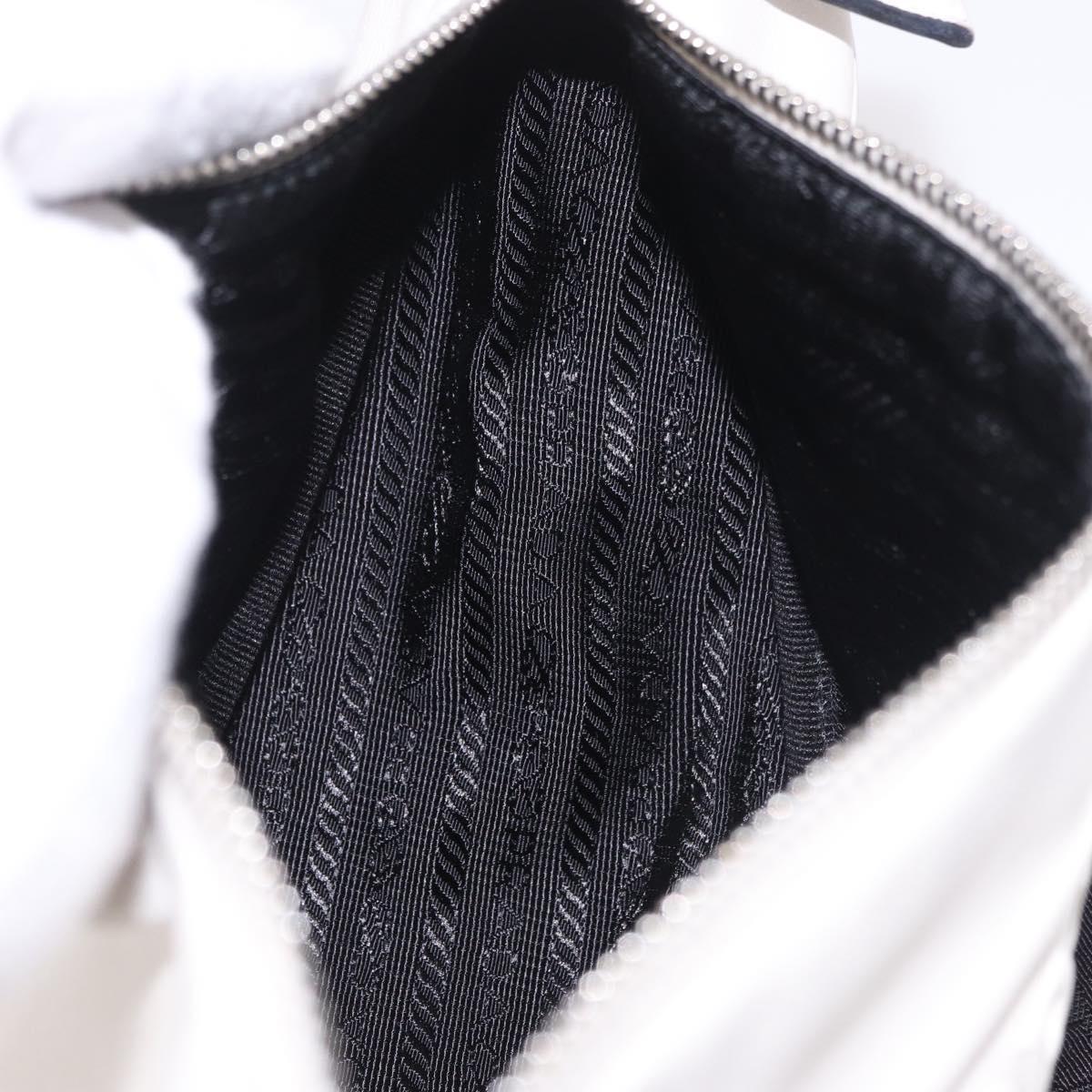 PRADA Shoulder Bag Leather White Silver Auth ka4868V