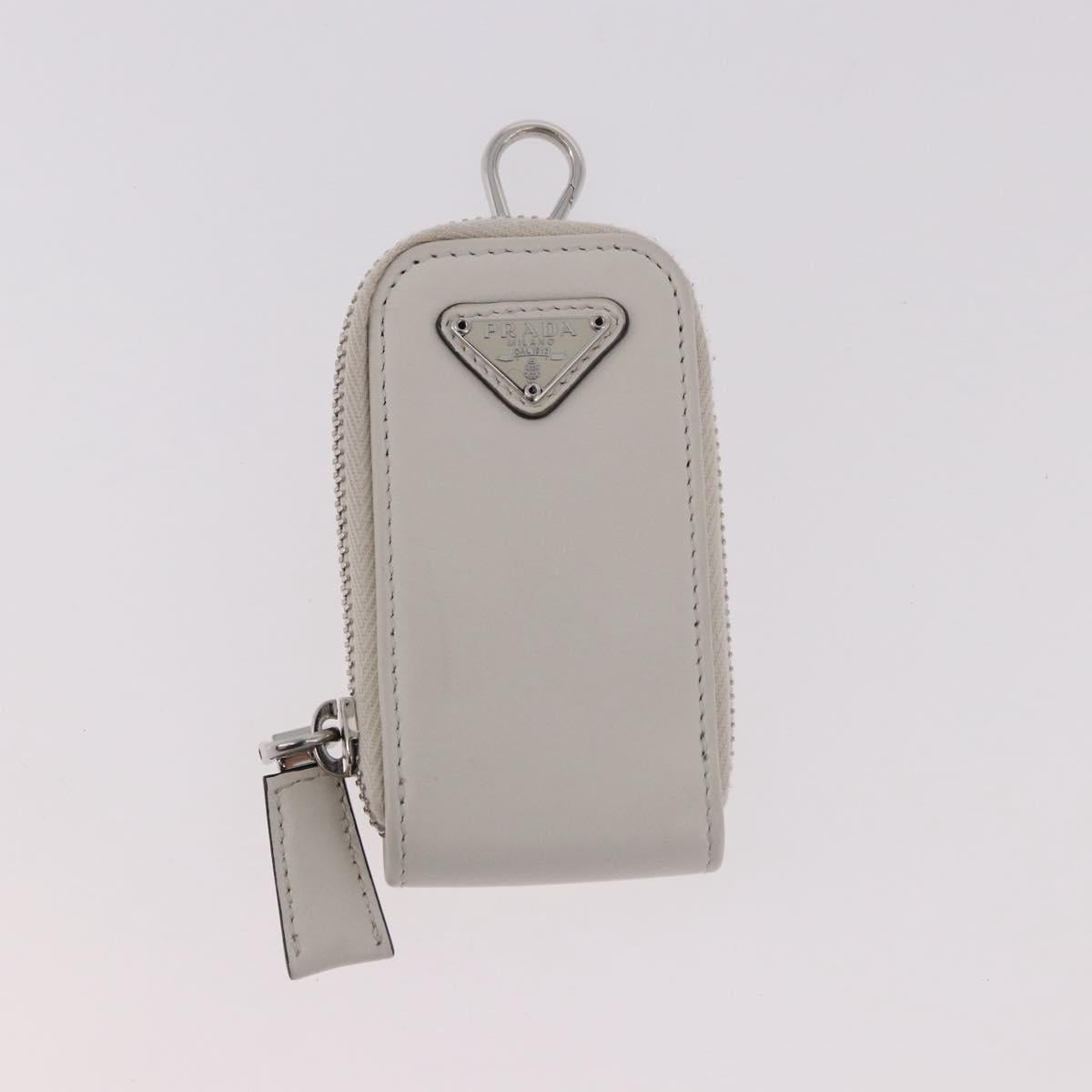 PRADA Shoulder Bag Leather White Silver Auth ka4868V