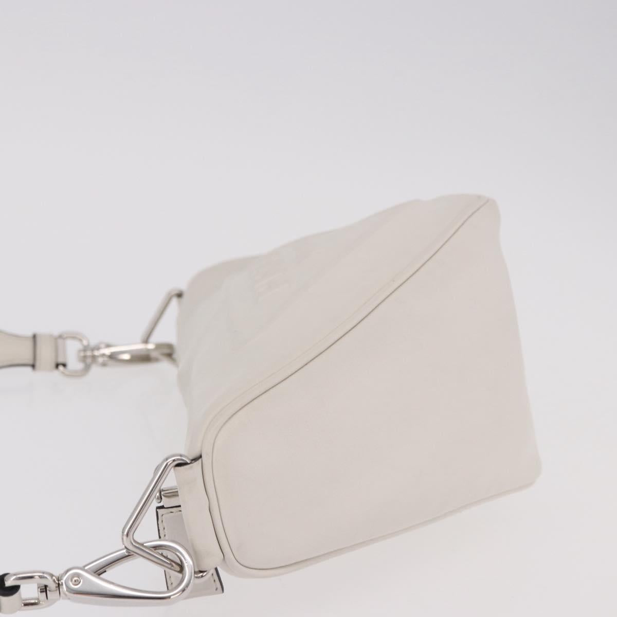 PRADA Shoulder Bag Leather White Silver Auth ka4868V