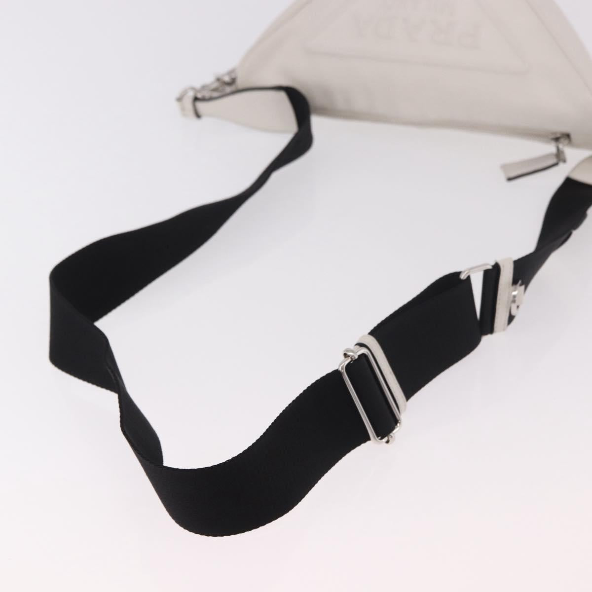 PRADA Shoulder Bag Leather White Silver Auth ka4868V