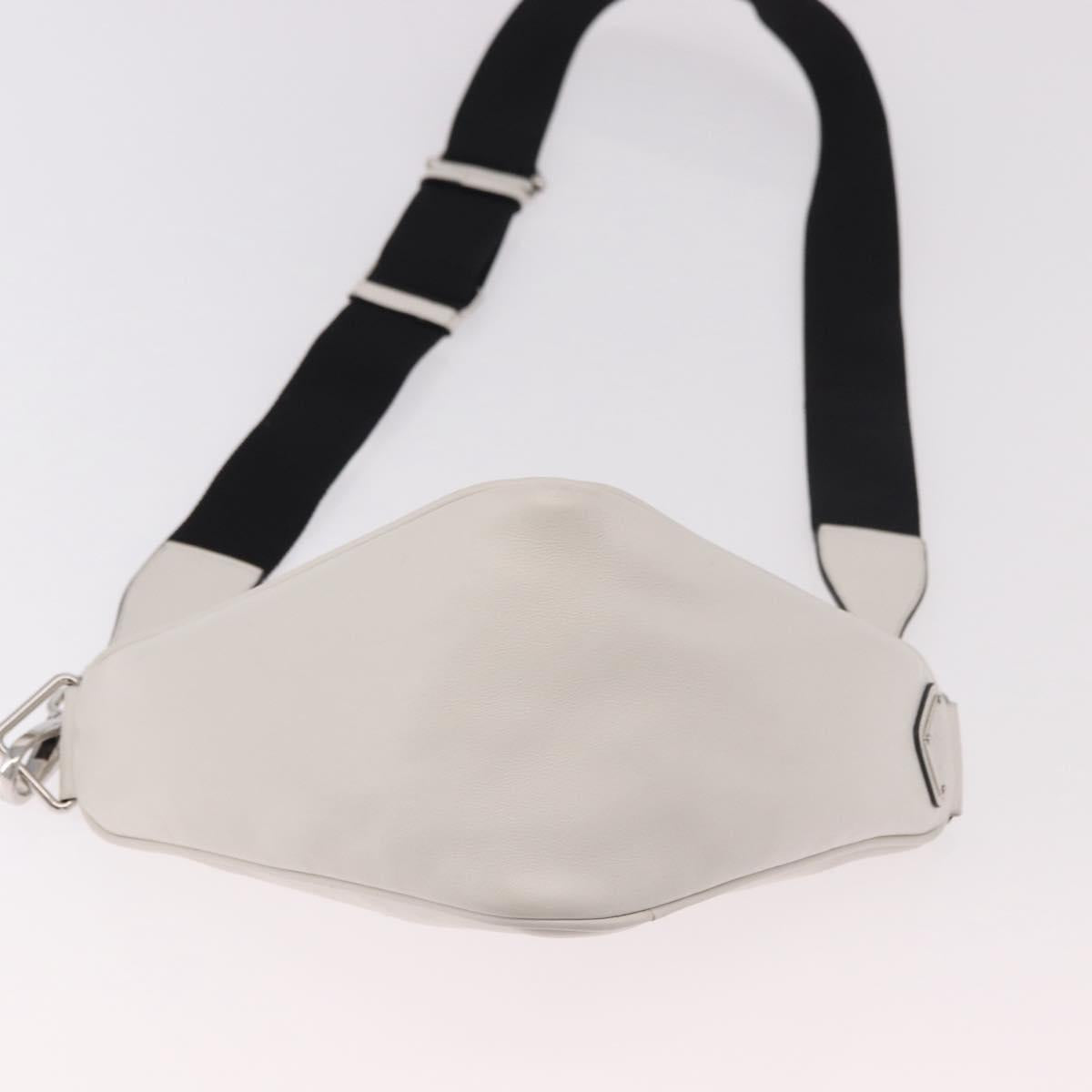PRADA Shoulder Bag Leather White Silver Auth ka4868V