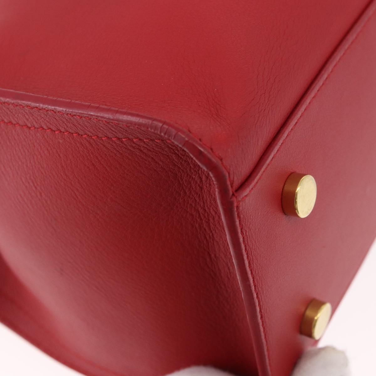 SAINT LAURENT Baby Cabas Hand Bag Leather 2way Red Gold Auth ka4869V