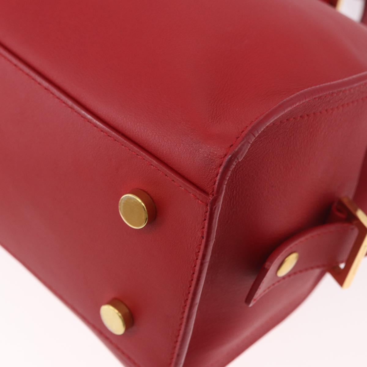 SAINT LAURENT Baby Cabas Hand Bag Leather 2way Red Gold Auth ka4869V