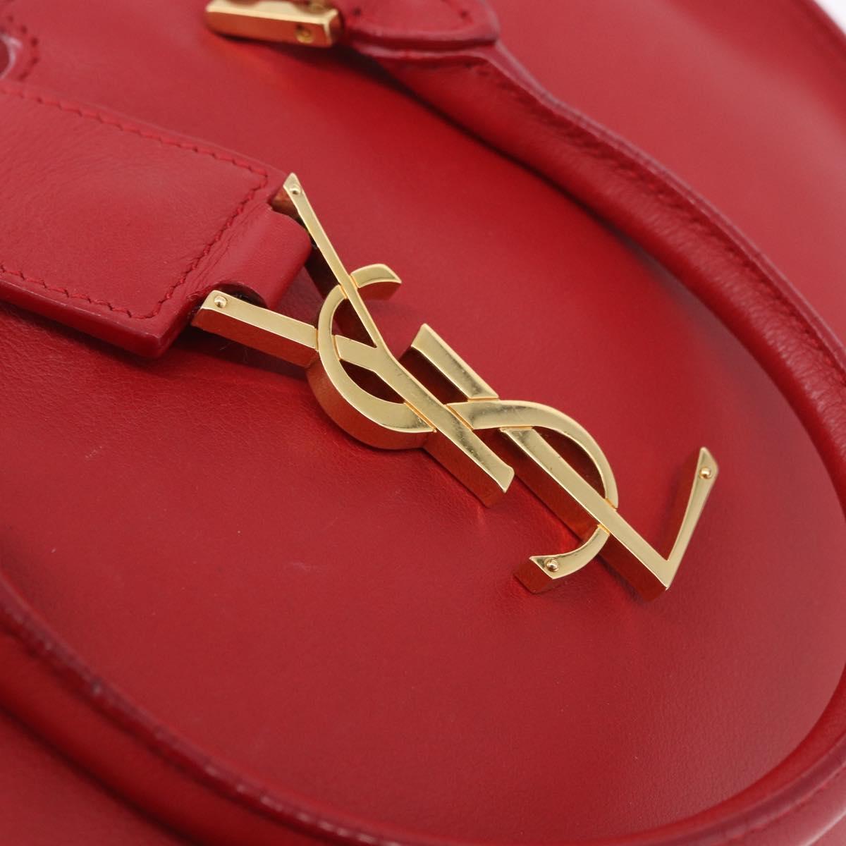 SAINT LAURENT Baby Cabas Hand Bag Leather 2way Red Gold Auth ka4869V
