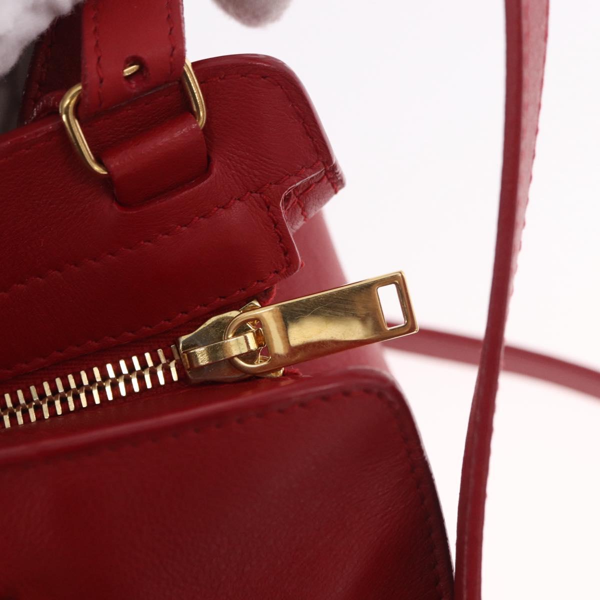 SAINT LAURENT Baby Cabas Hand Bag Leather 2way Red Gold Auth ka4869V