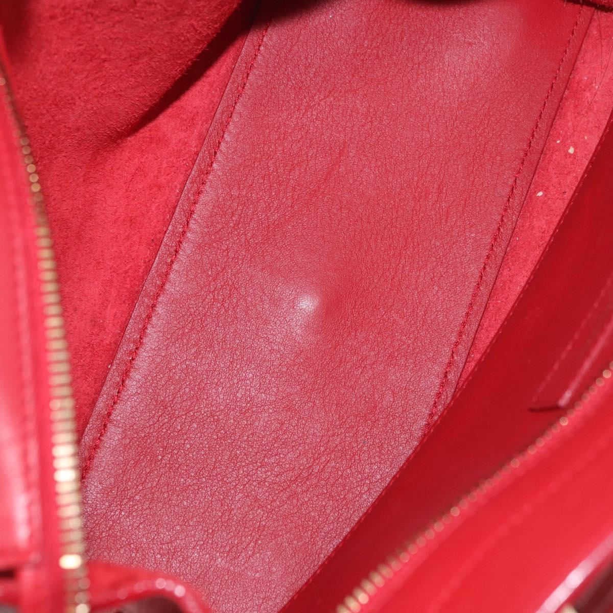 SAINT LAURENT Baby Cabas Hand Bag Leather 2way Red Gold Auth ka4869V